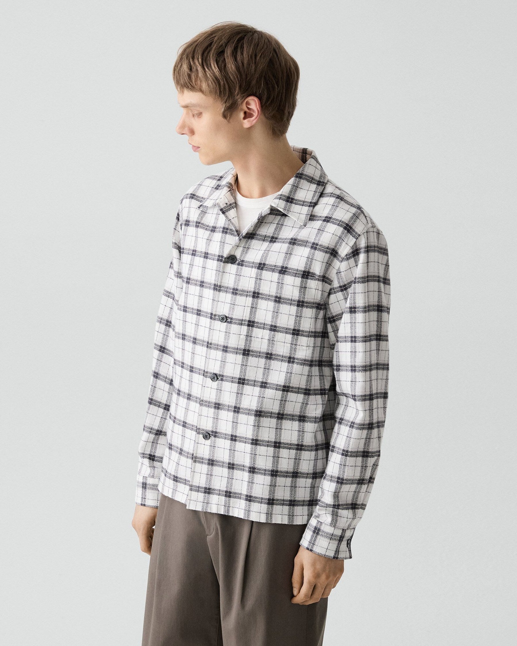 Theory Button-Up Shirt in Checked Cotton