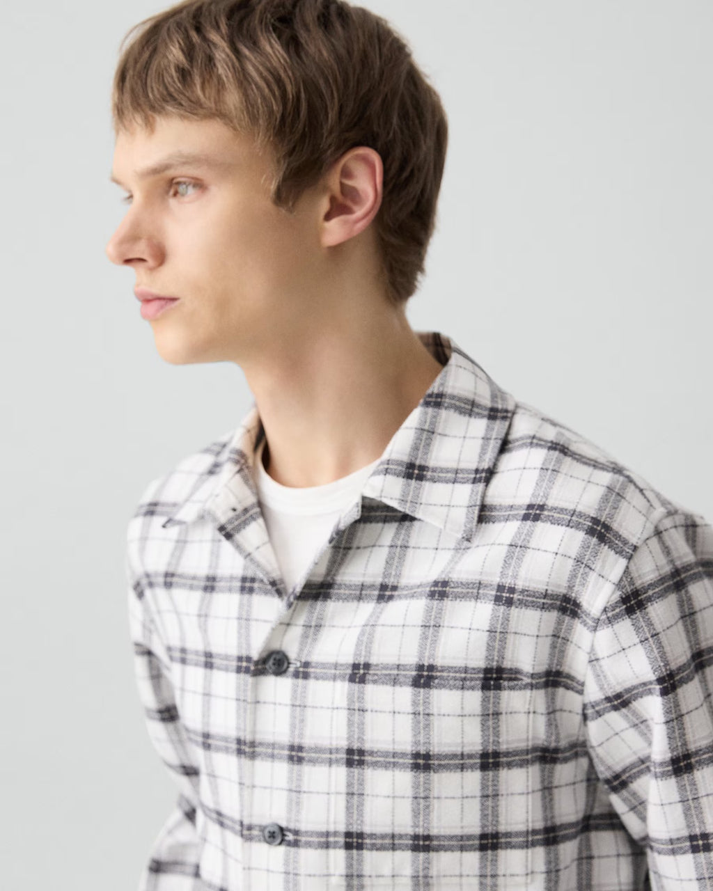 Theory Button-Up Shirt in Checked Cotton