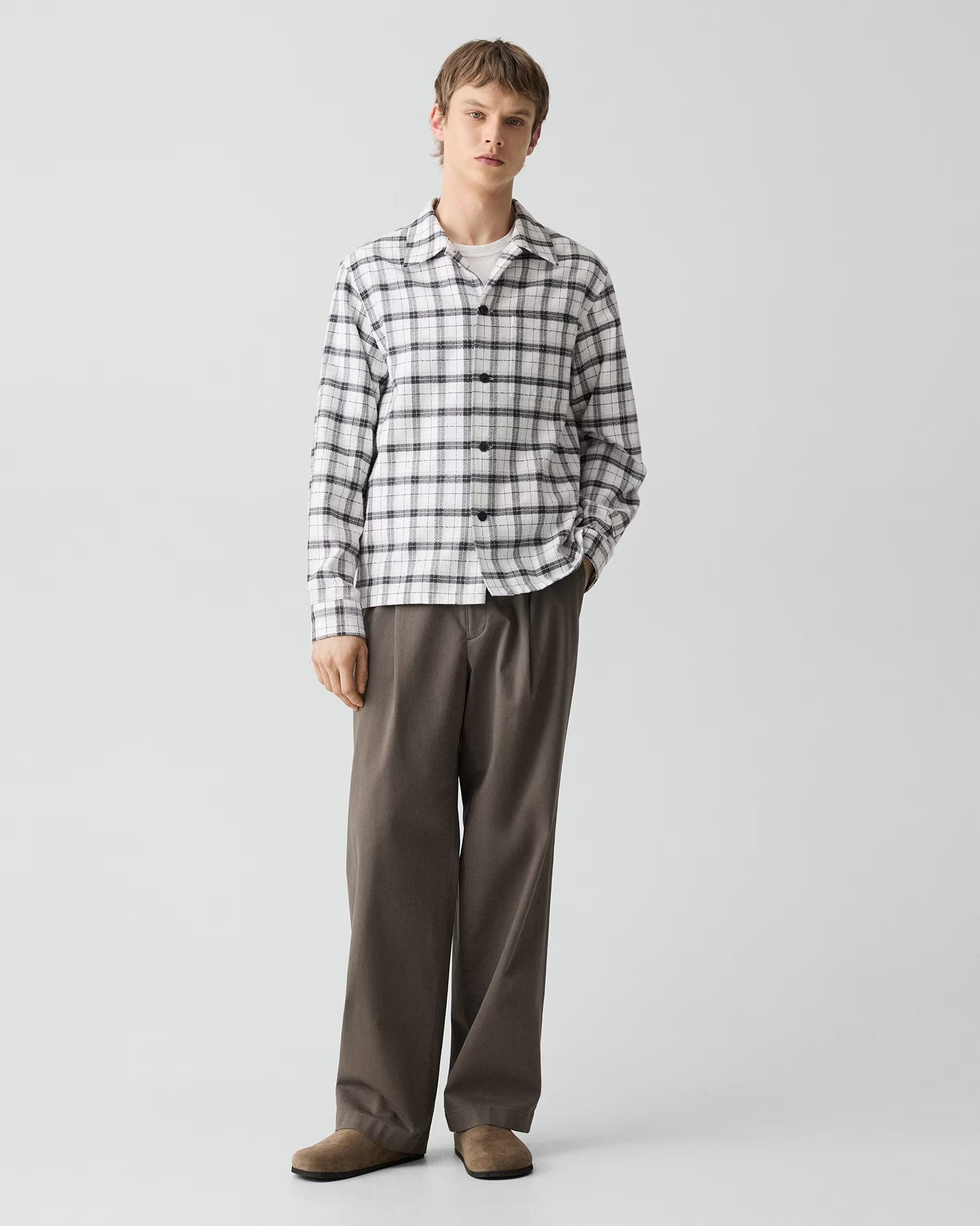 Theory Button-Up Shirt in Checked Cotton