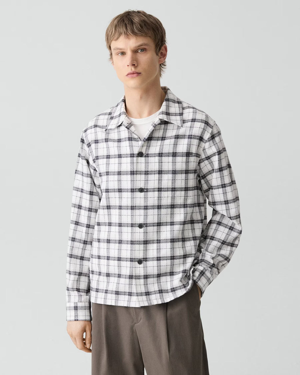 Theory Button-Up Shirt in Checked Cotton