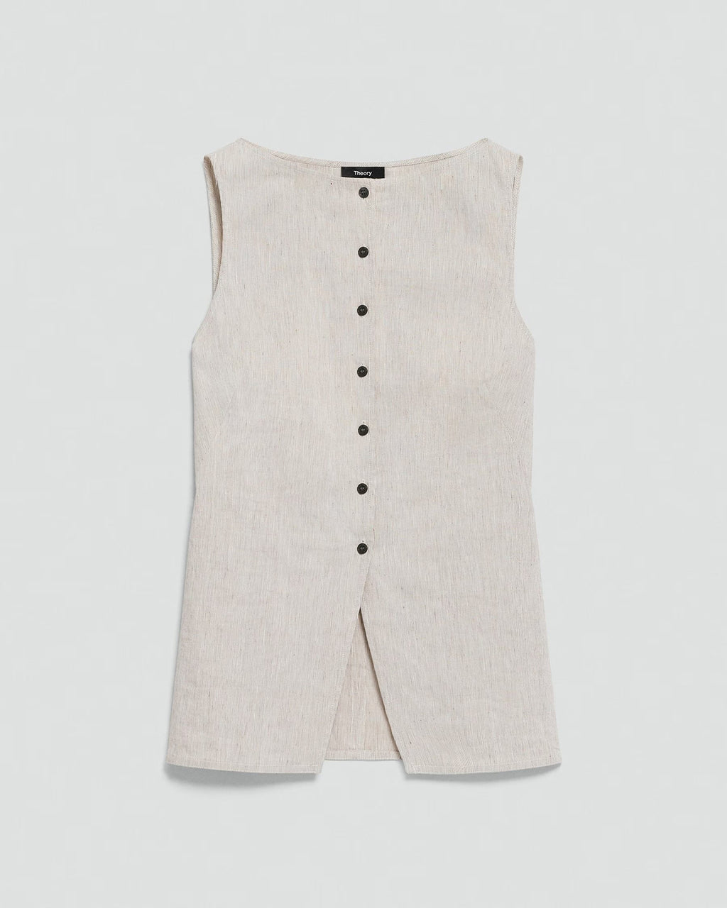 Theory Boatneck Cutaway Top in Textured Linen
