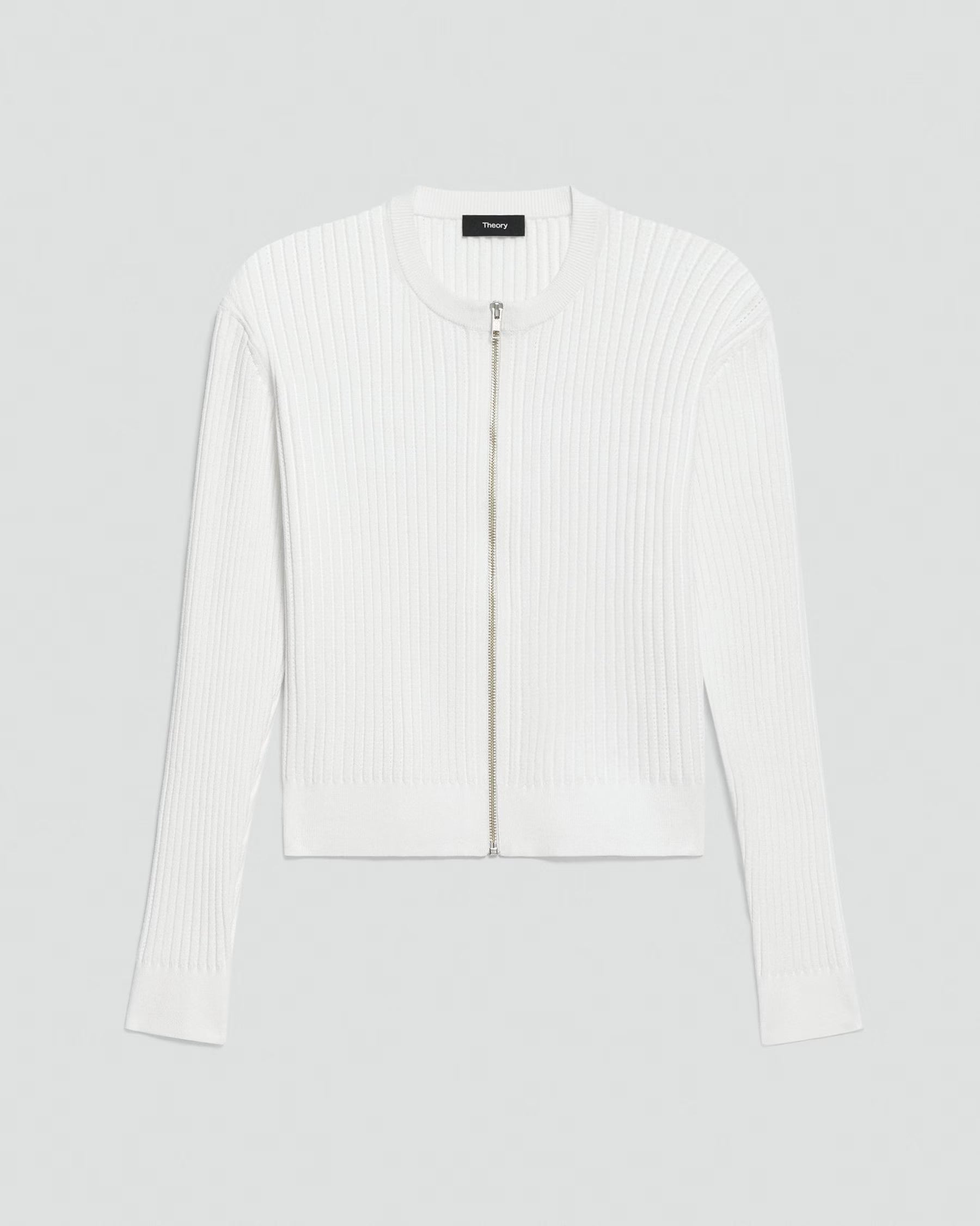 Theory Pointelle Cardigan in Crepe Knit
