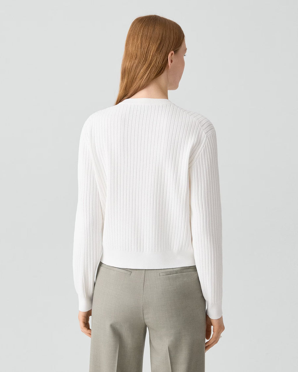 Theory Pointelle Cardigan in Crepe Knit