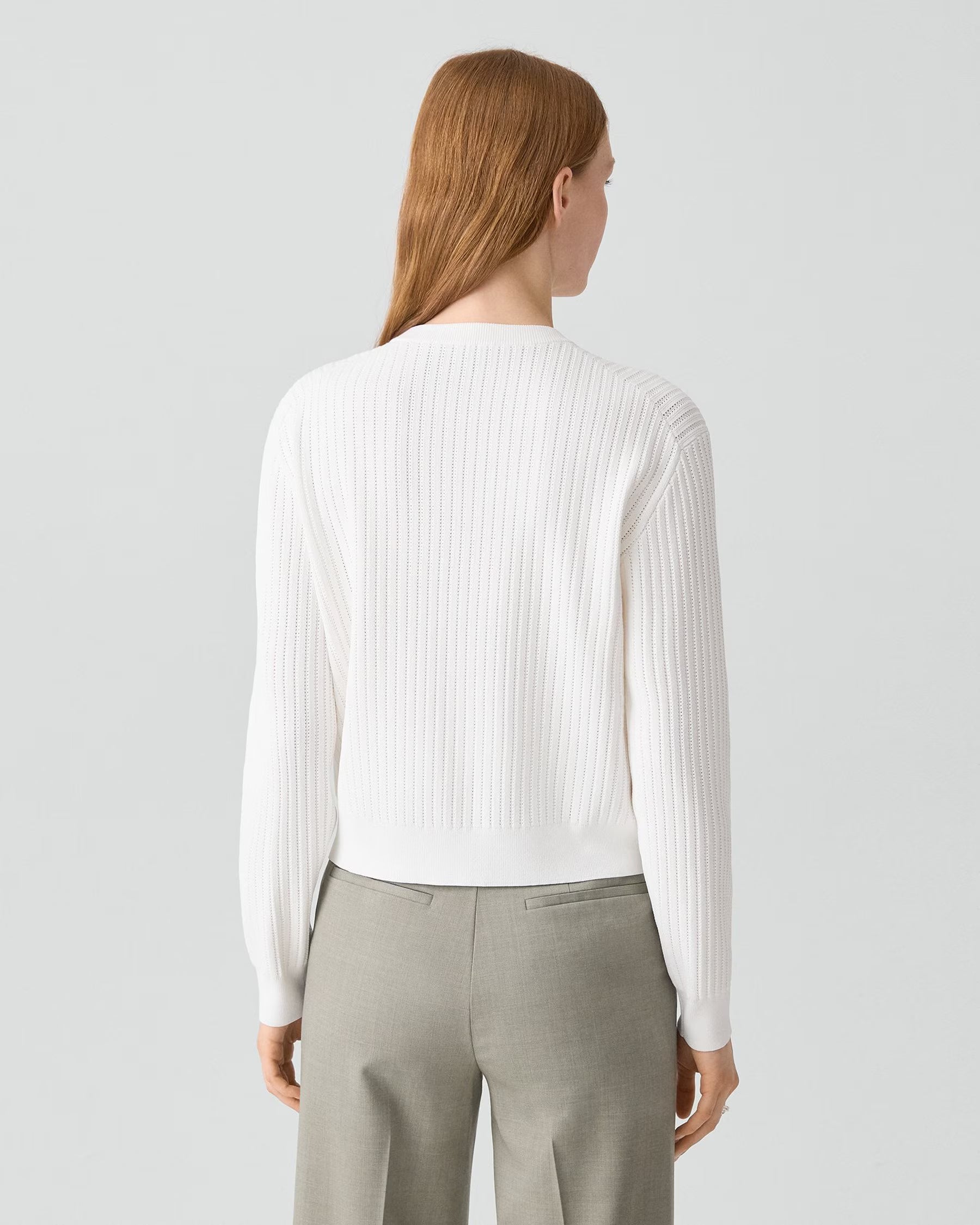 Theory Pointelle Cardigan in Crepe Knit