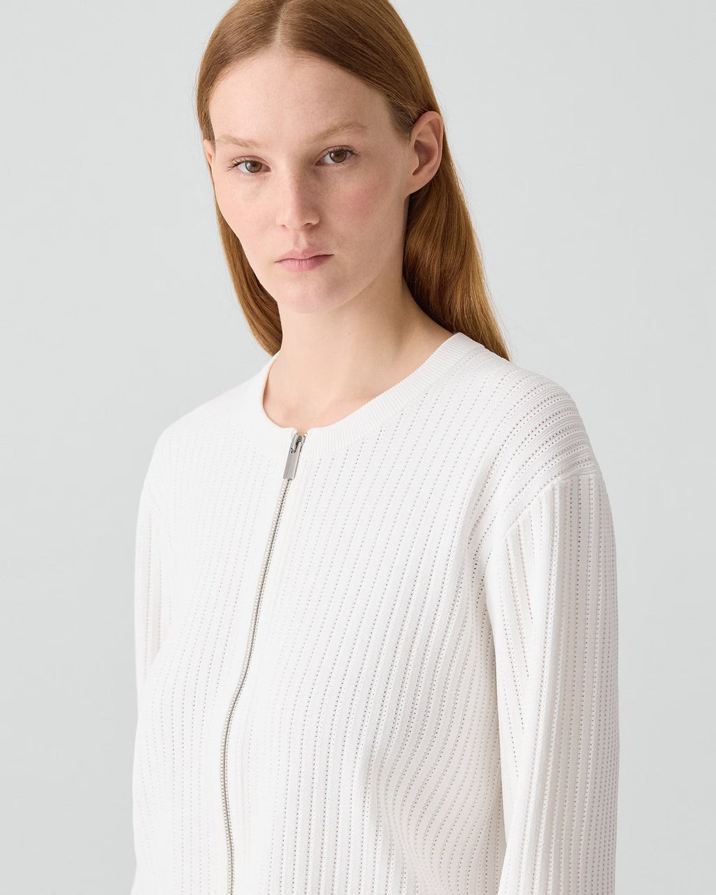 Theory Pointelle Cardigan in Crepe Knit