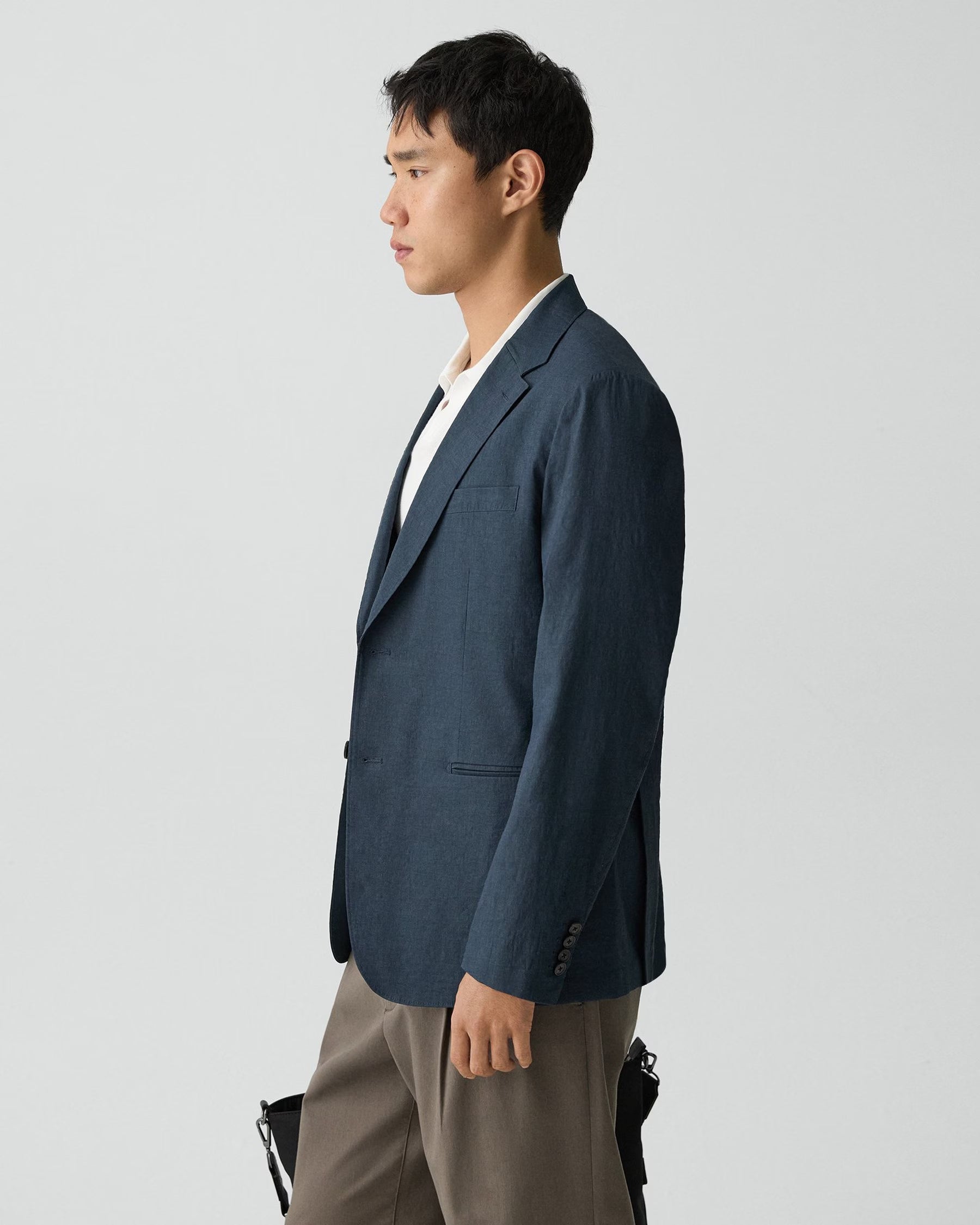 Theory Standard Blazer in Good Linen - Dark Blue Wing
