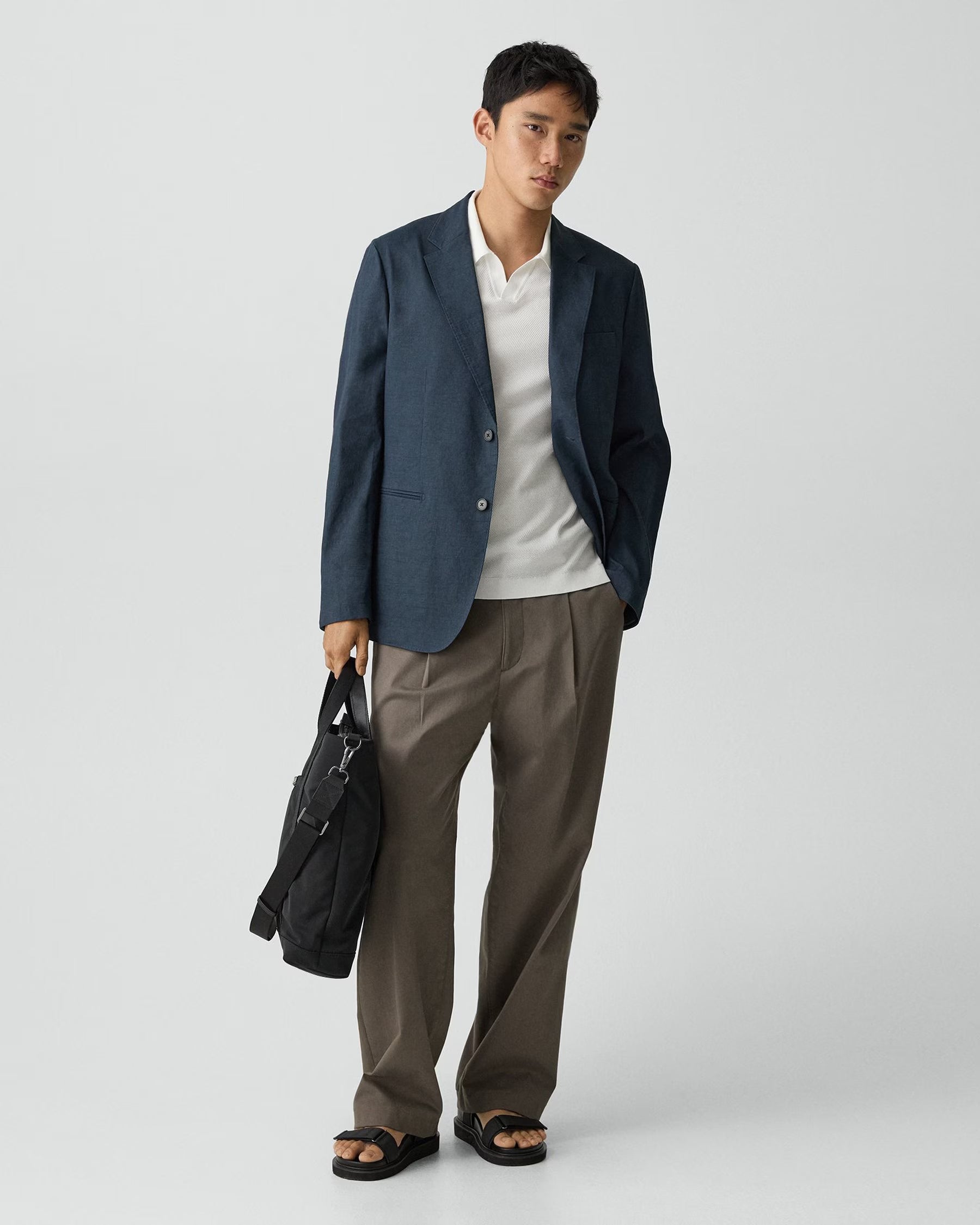Theory Standard Blazer in Good Linen - Dark Blue Wing