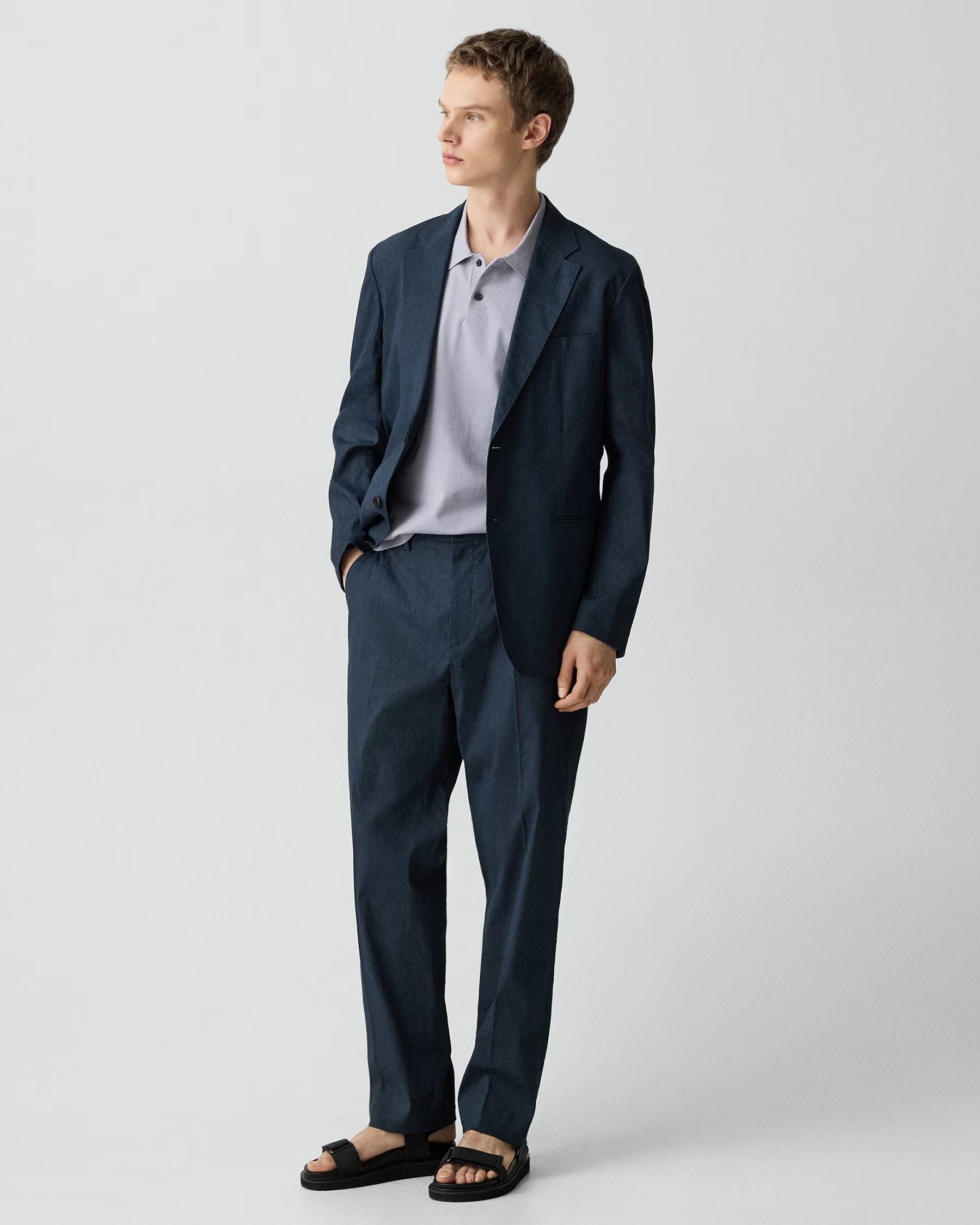 Theory Standard Pant in Good Linen - Dark Blue Wing
