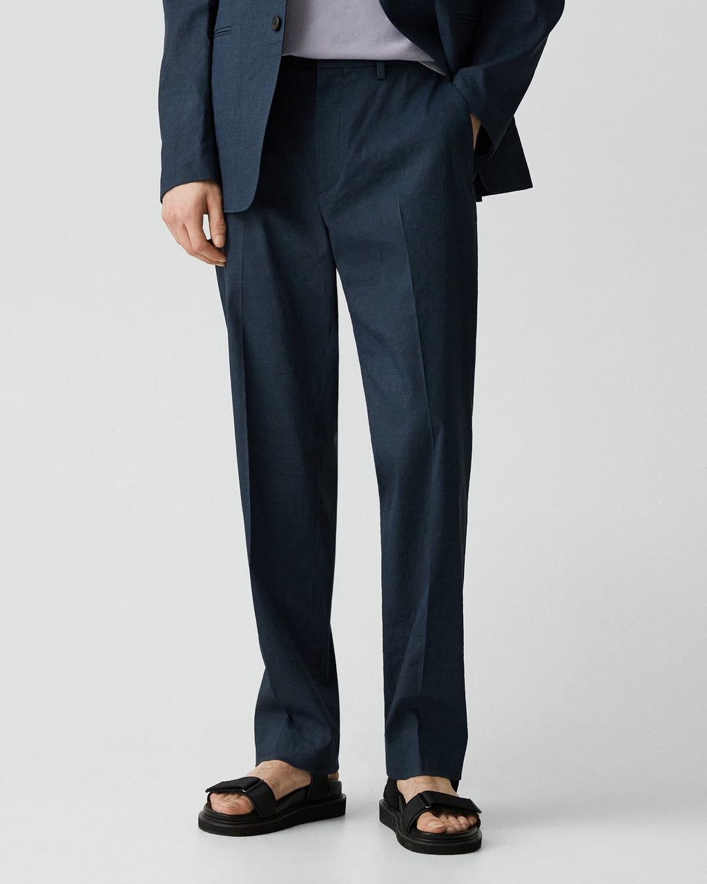 Theory Standard Pant in Good Linen - Dark Blue Wing
