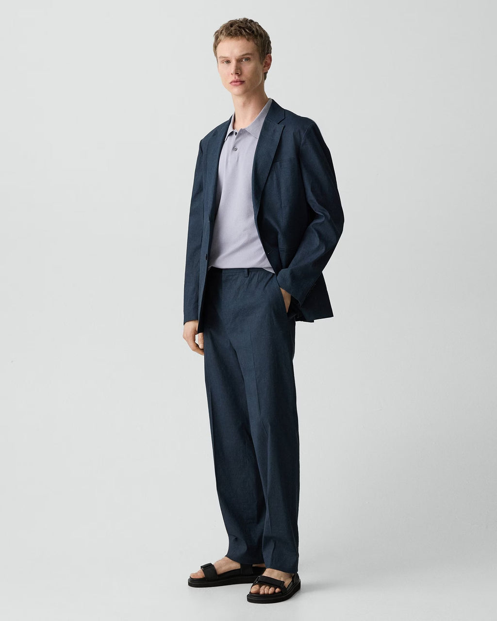 Theory Standard Pant in Good Linen - Dark Blue Wing