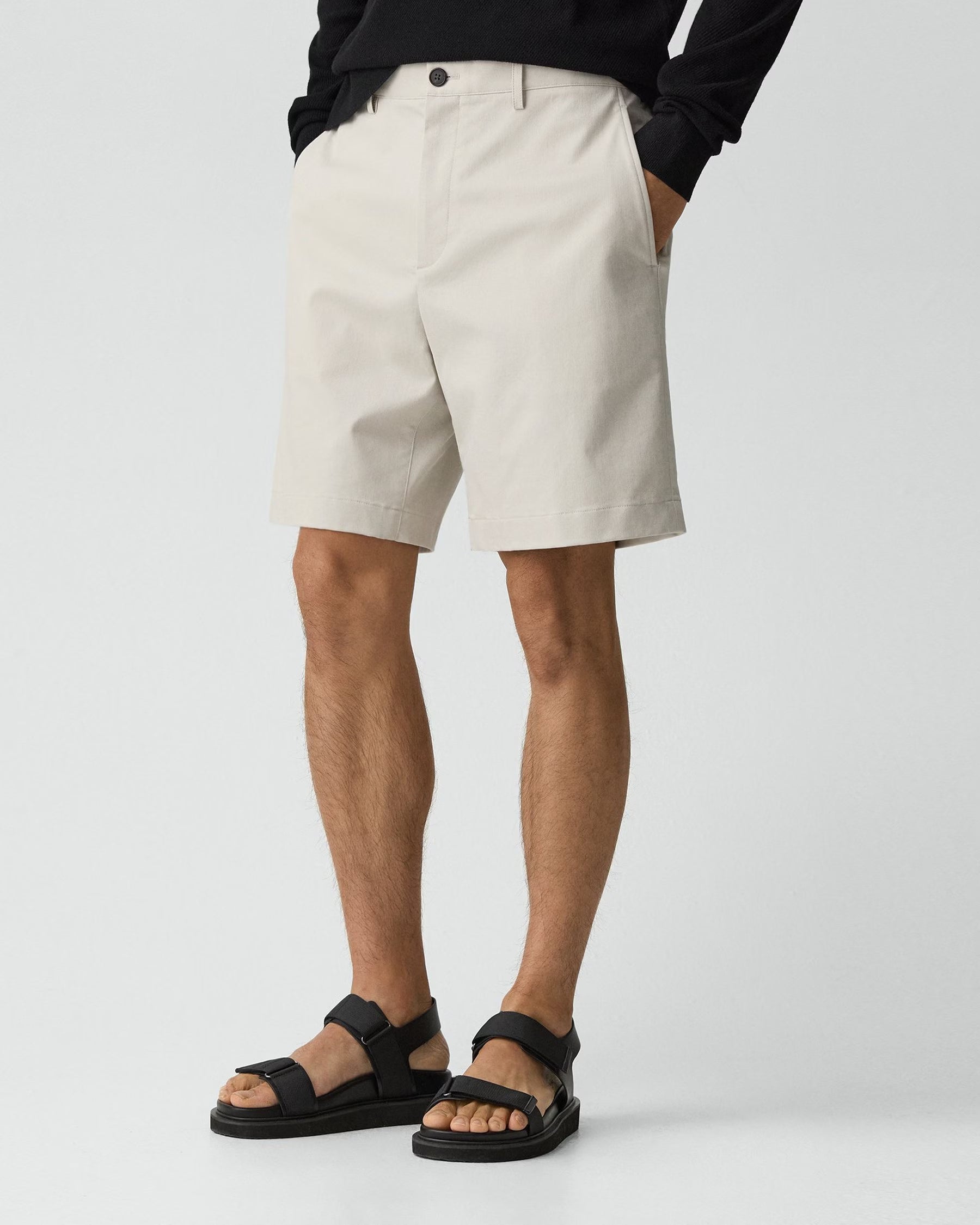 Theory Standard Chino Short in Moonsoft Cotton - Silver Cloud
