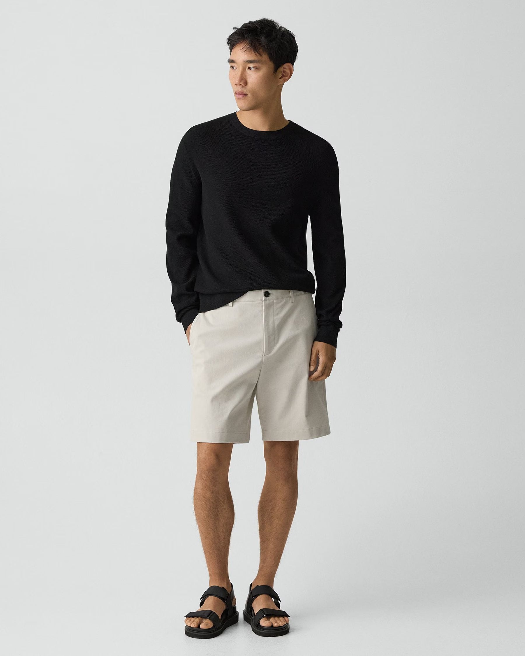 Theory Standard Chino Short in Moonsoft Cotton - Silver Cloud