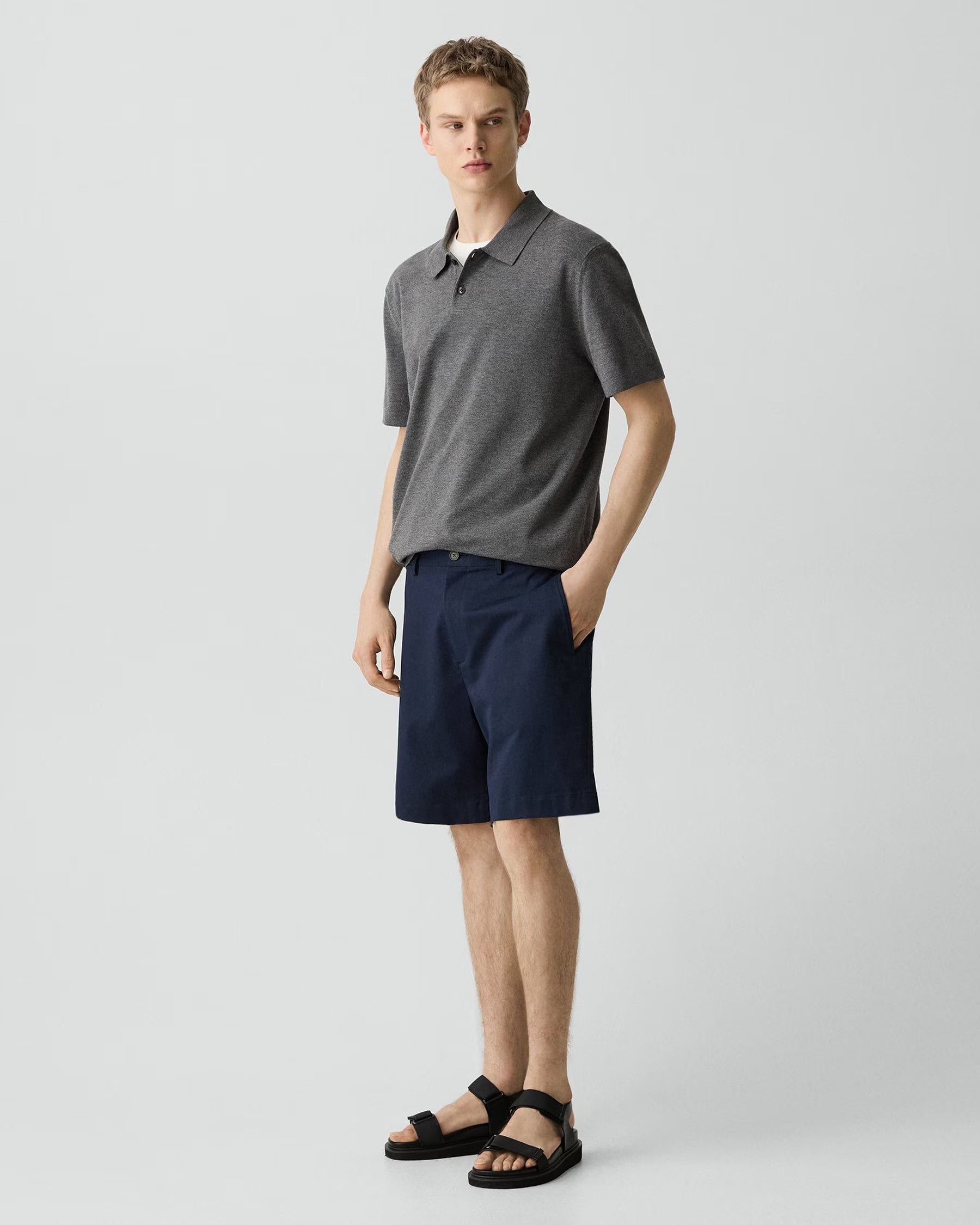 Theory Standard Chino Short in Moonsoft Cotton - Baltic