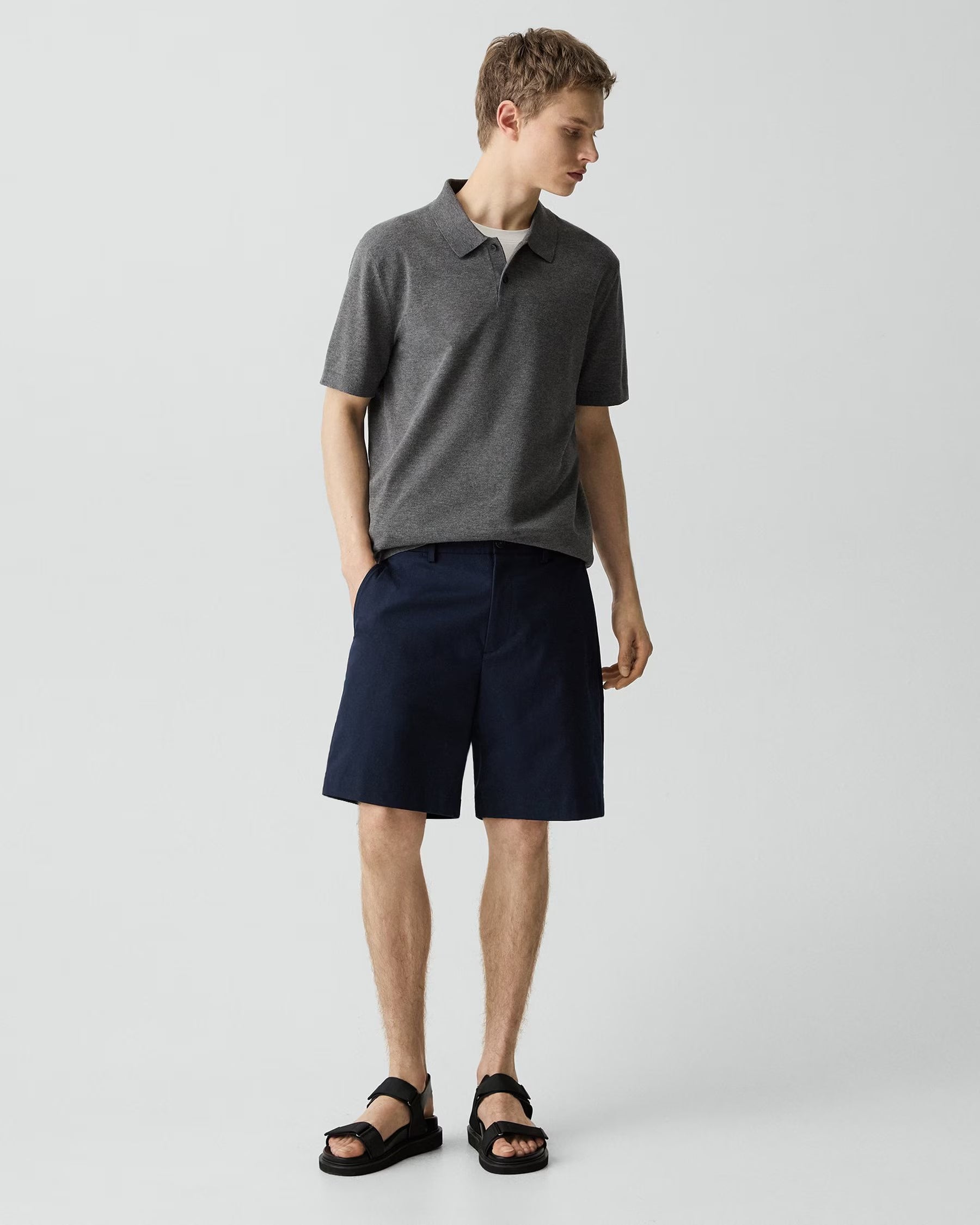 Theory Standard Chino Short in Moonsoft Cotton - Baltic