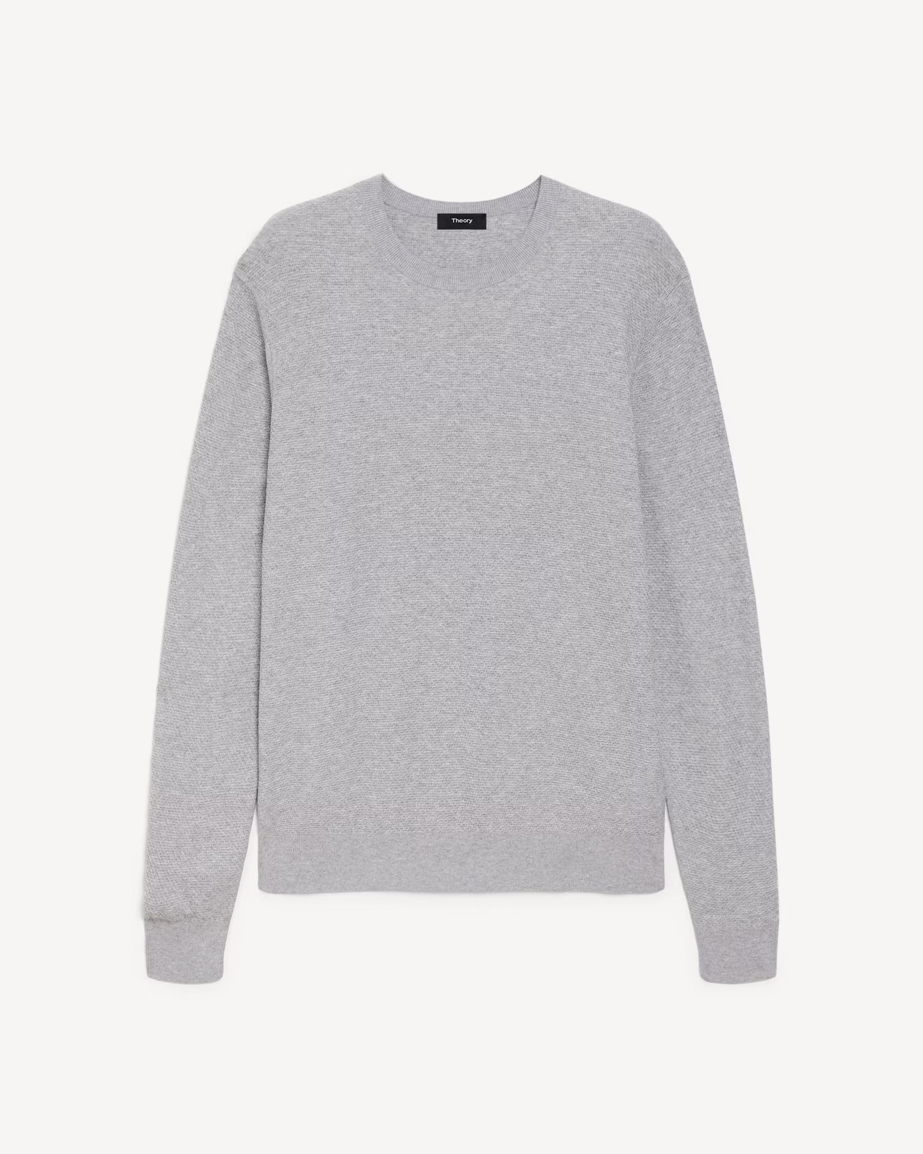 Theory Riland Crewneck Sweater in Light Bilen - Light Heather Grey
