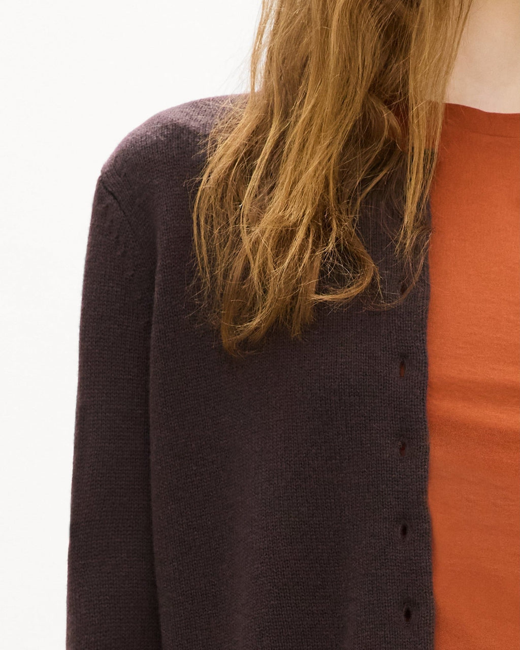 Theory Crewneck Button-Up Cardigan in Cashmere - Cacao