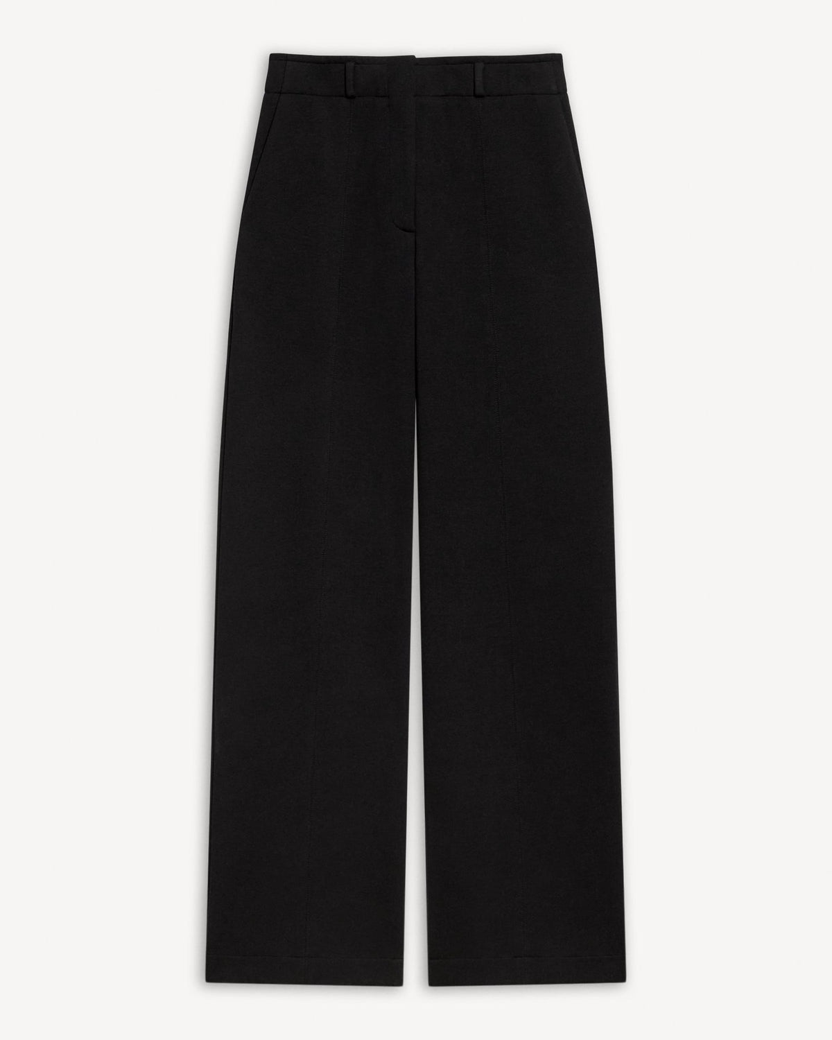 Theory Relaxed Straight Pant in Double-Knit Jersey - Black