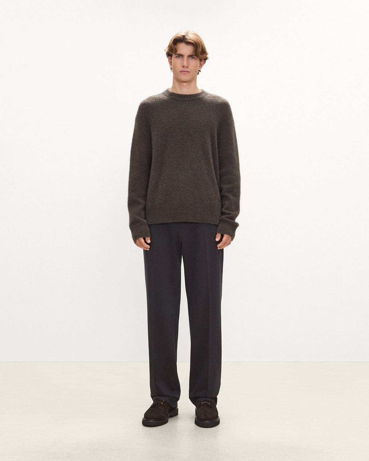Theory Wool-Yak Crewneck Sweater - Tarmac