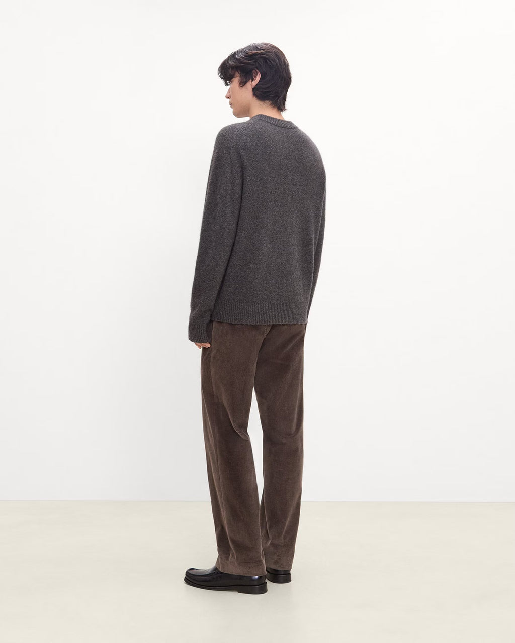 Theory Wool-Yak Crewneck Sweater - Charcoal Melange