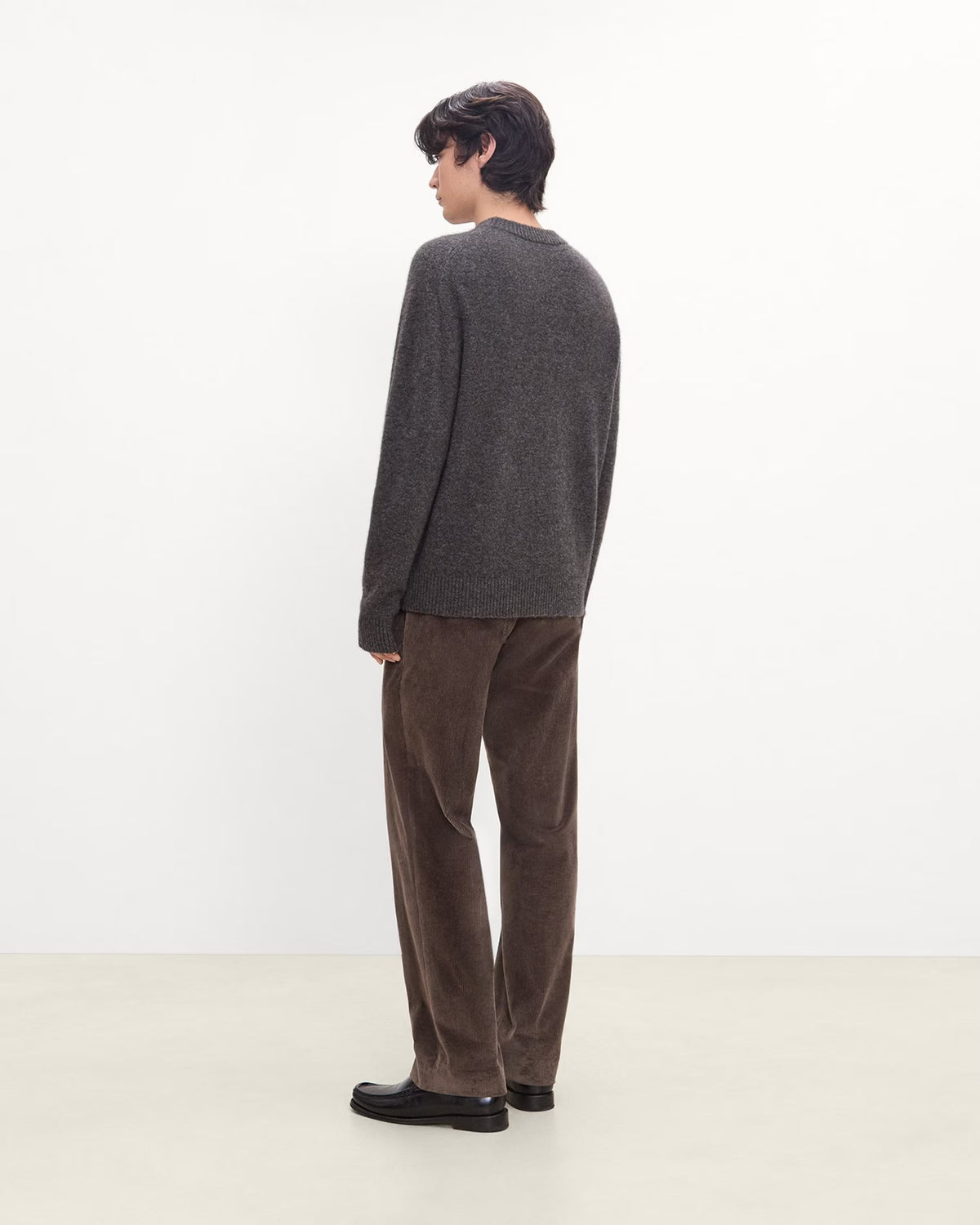 Theory Wool-Yak Crewneck Sweater - Charcoal Melange