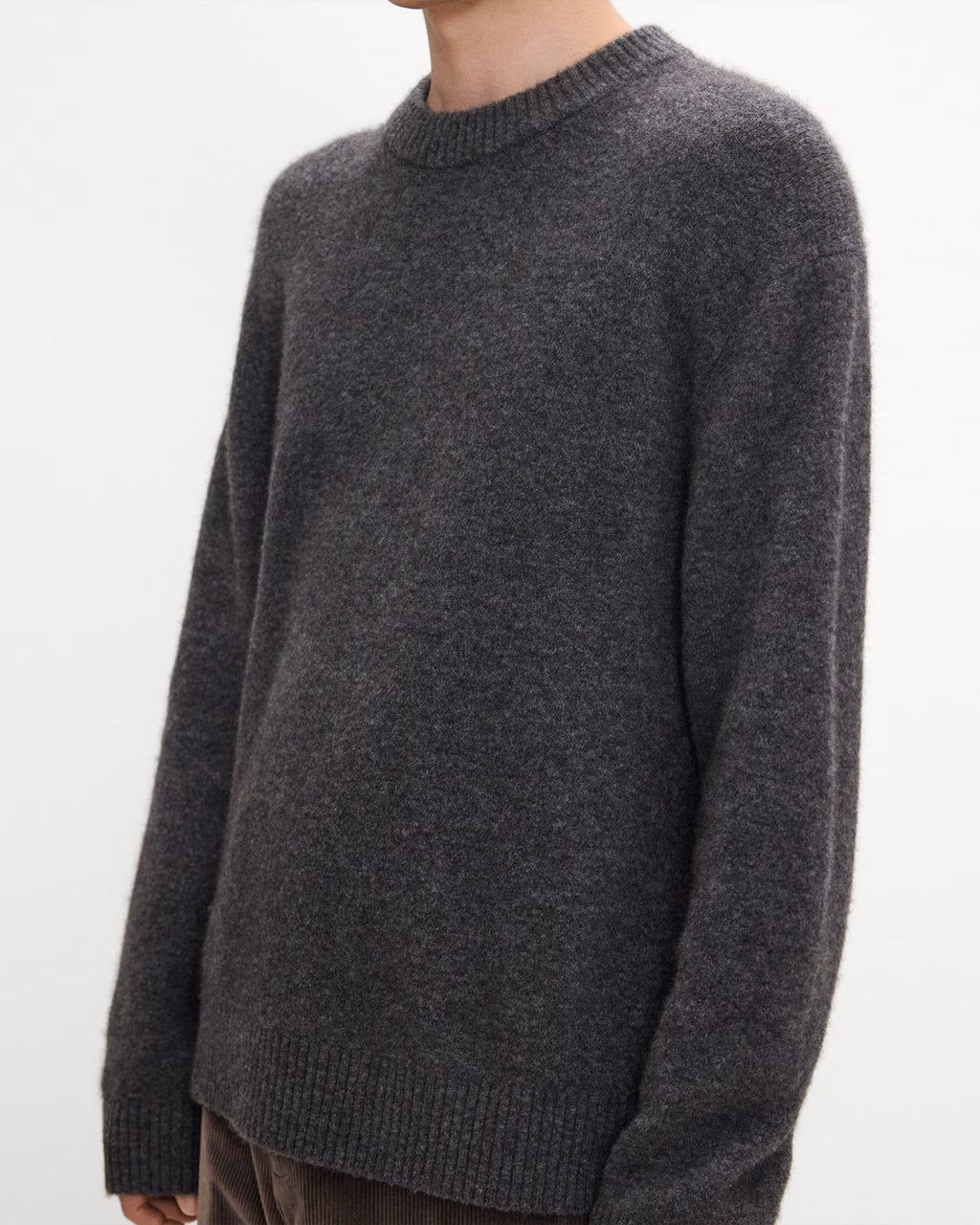 Theory Wool-Yak Crewneck Sweater - Charcoal Melange