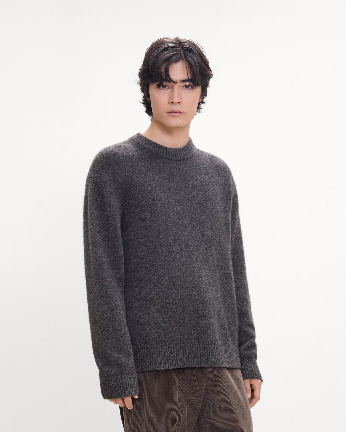 Theory Wool-Yak Crewneck Sweater - Charcoal Melange