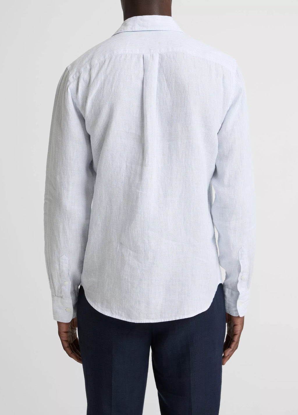 Vince Tate Stripe Linen Button-Front Shirt - Optic white/Novo