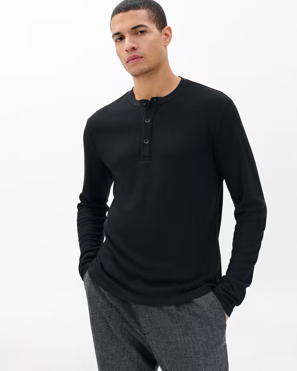 Rag & Bone Tech Waffle Henley - Black