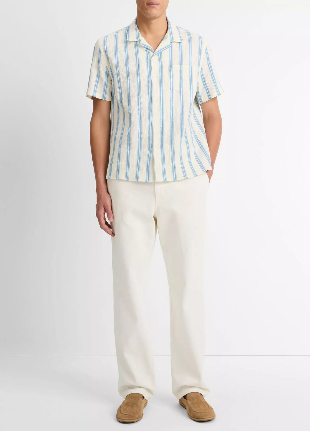 Vince Marina Stripe Italian Cotton-Linen Cabana Shirt