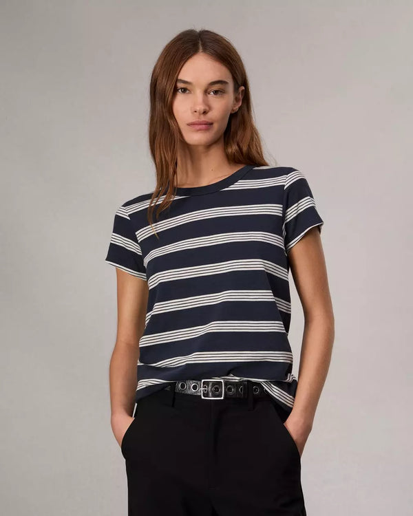 Rag & Bone The Slub Stripe Tee - Salute / Ivory