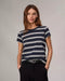 Rag & Bone The Slub Stripe Tee - Salute / Ivory