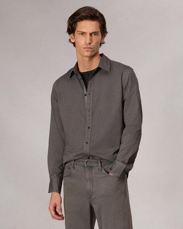 Rag & Bone Tomlin Stretch Dobby Shirt - Dark Grey