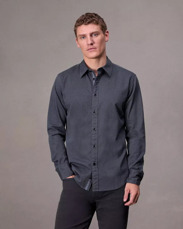 Rag & Bone Tomlin Stretch Dobby Shirt in Shark Blue