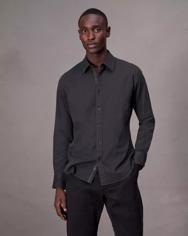 Rag & Bone Tomlin Stretch Dobby Shirt in Charcoal Grey