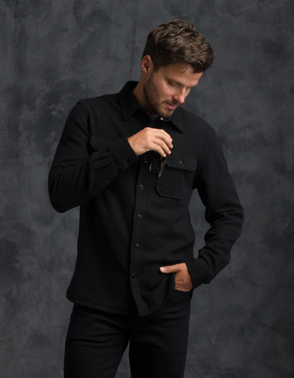Ace Rivington Winter Flannel - Utility Shirt - Black Houndstooth