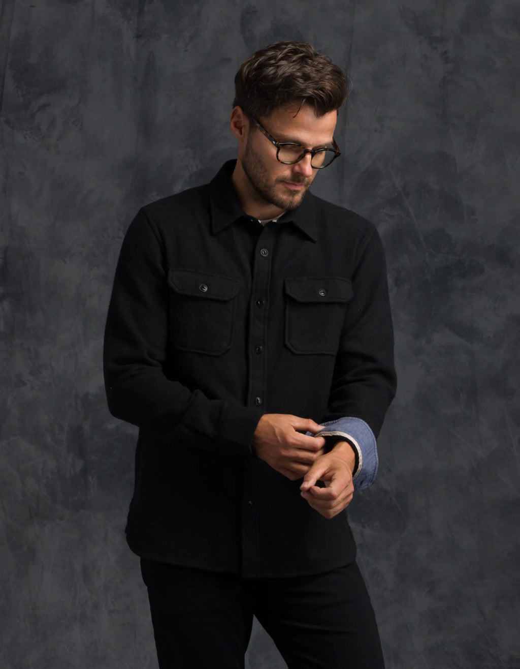 Ace Rivington Winter Flannel - Utility Shirt - Black Houndstooth