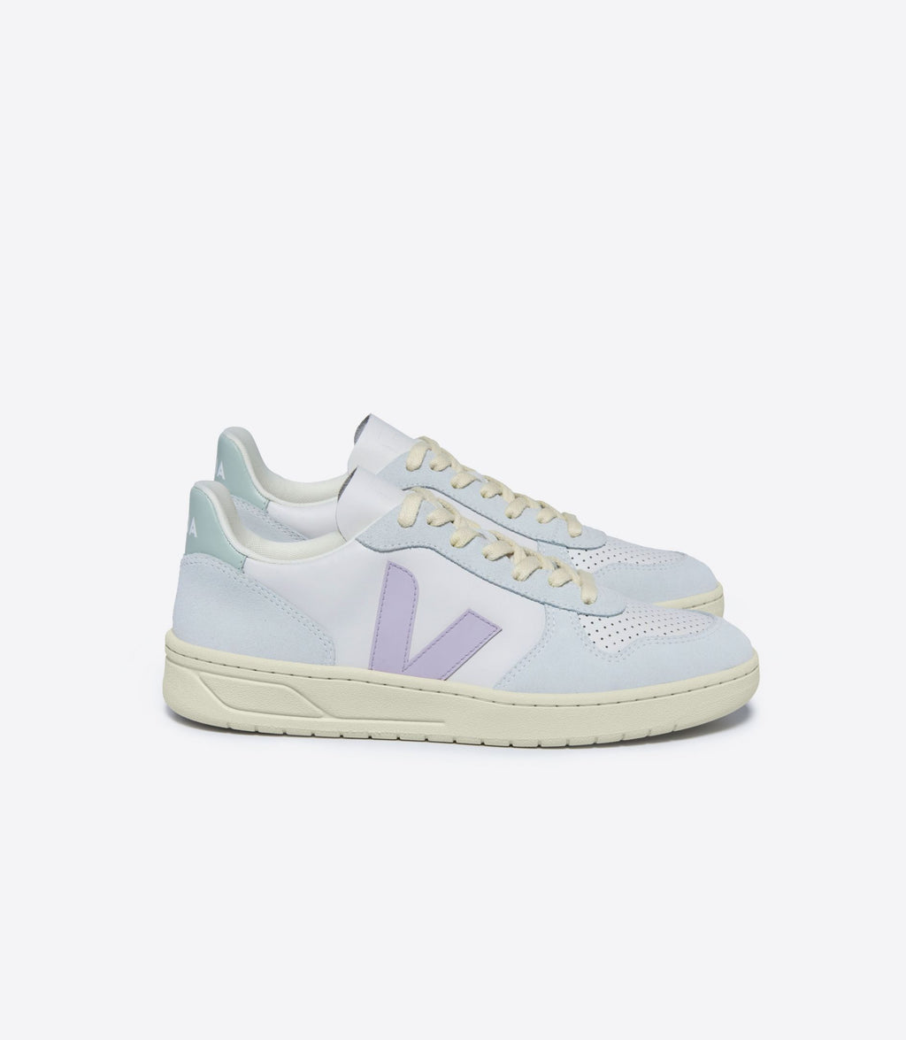 Veja Women's V-10 Leather Gravel Parme Menthol