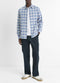 Vince Vineyard Plaid Cotton Shirt in Light Iron/Faded Cobalt