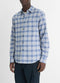 Vince Vineyard Plaid Cotton Shirt in Light Iron/Faded Cobalt