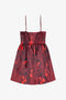 Ganni Red Floral Print Satin Strap Mini Dress