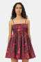 Ganni Red Floral Print Satin Strap Mini Dress