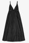 Ganni Black Duchesse Nylon Strap Dress