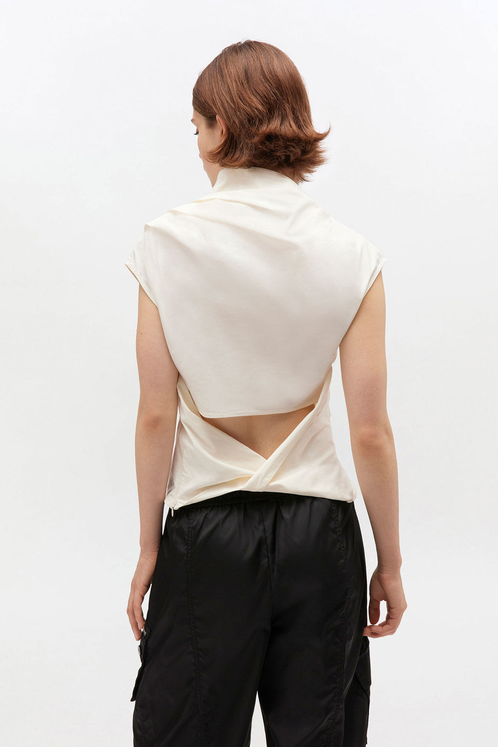 Ganni Ivory Ruched Top - Egret