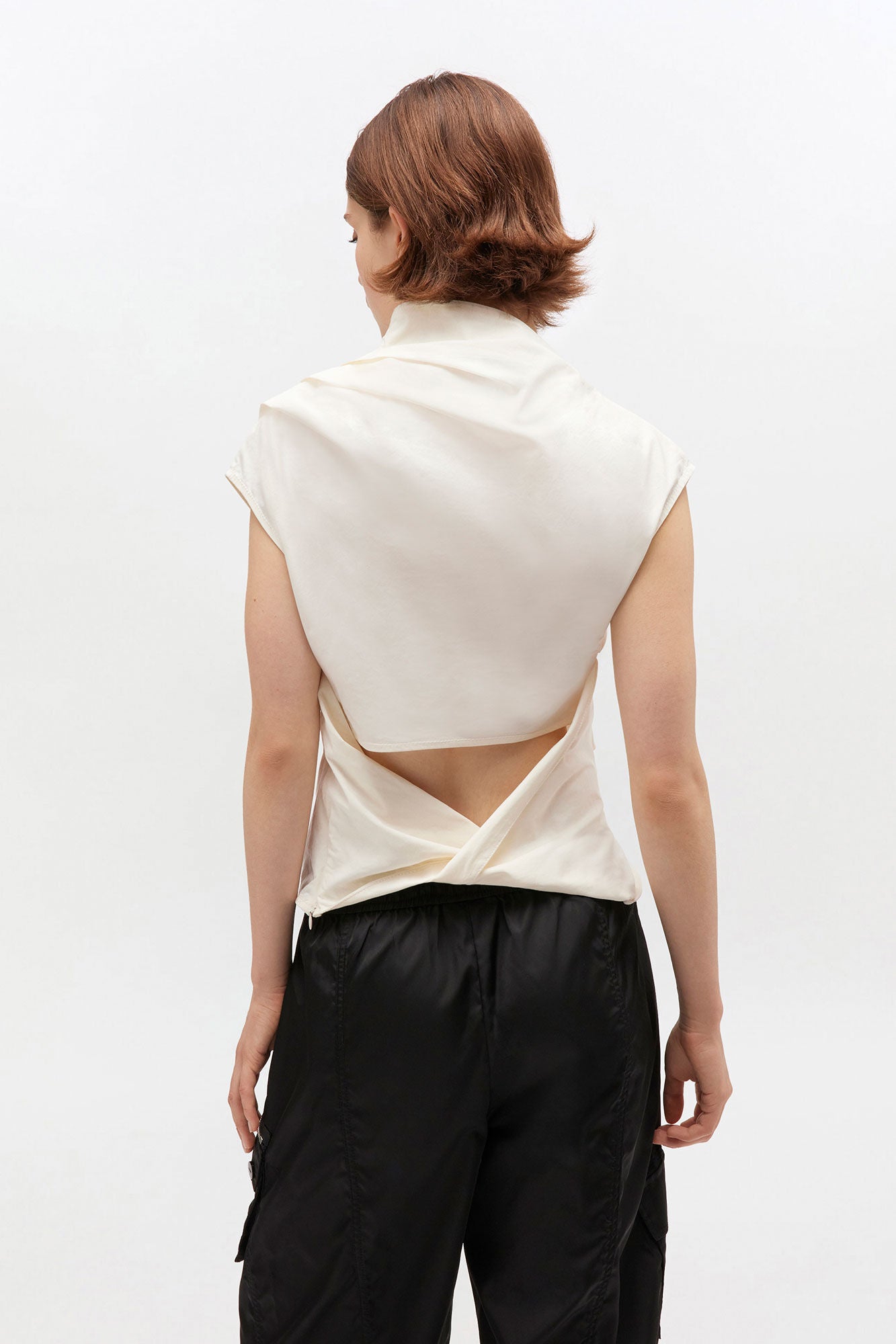 Ganni Ivory Ruched Top - Egret