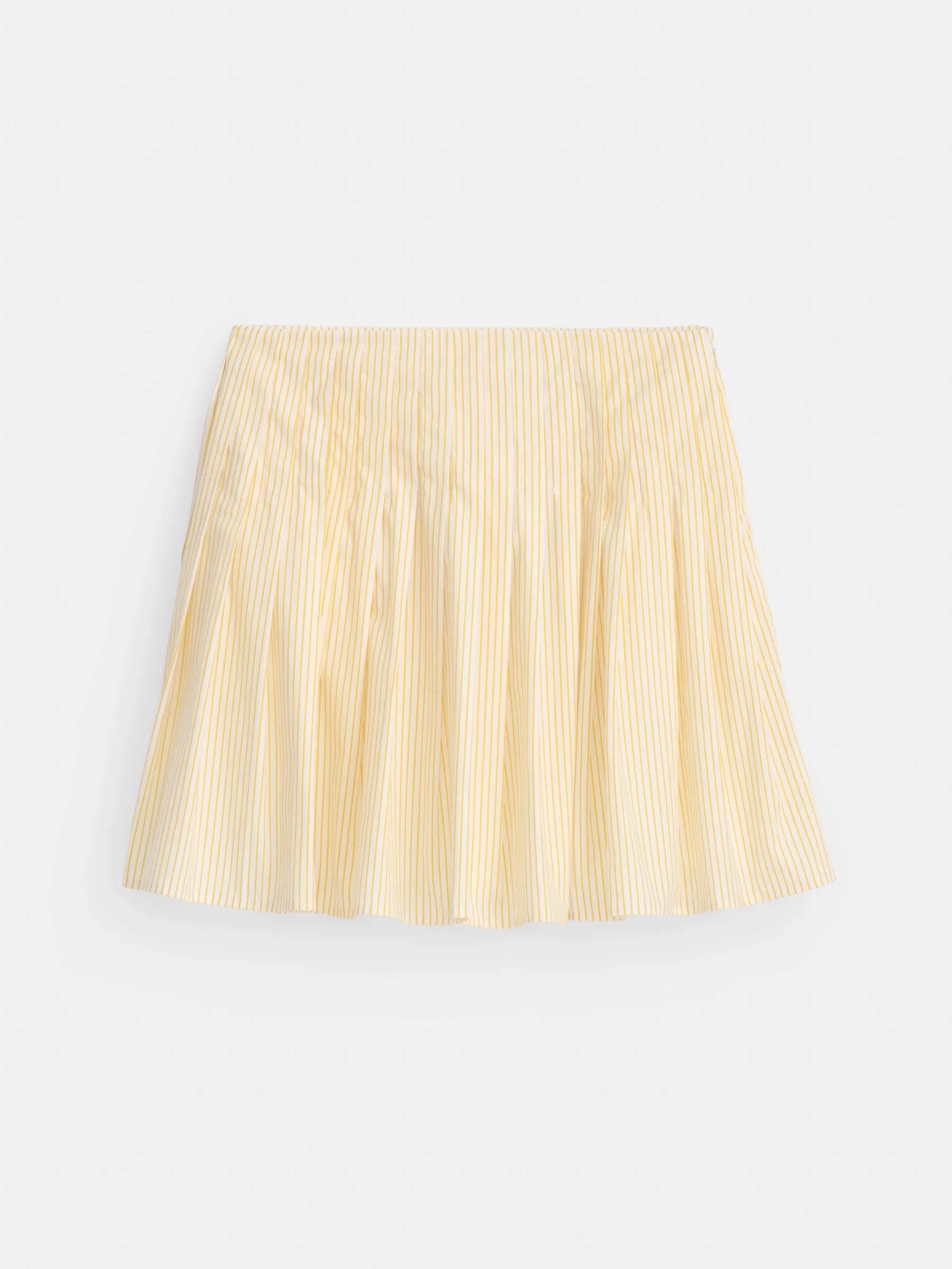 Alex Mill Penelope Stripe Pleated Skirt In Cotton Poplin - White/Yellow