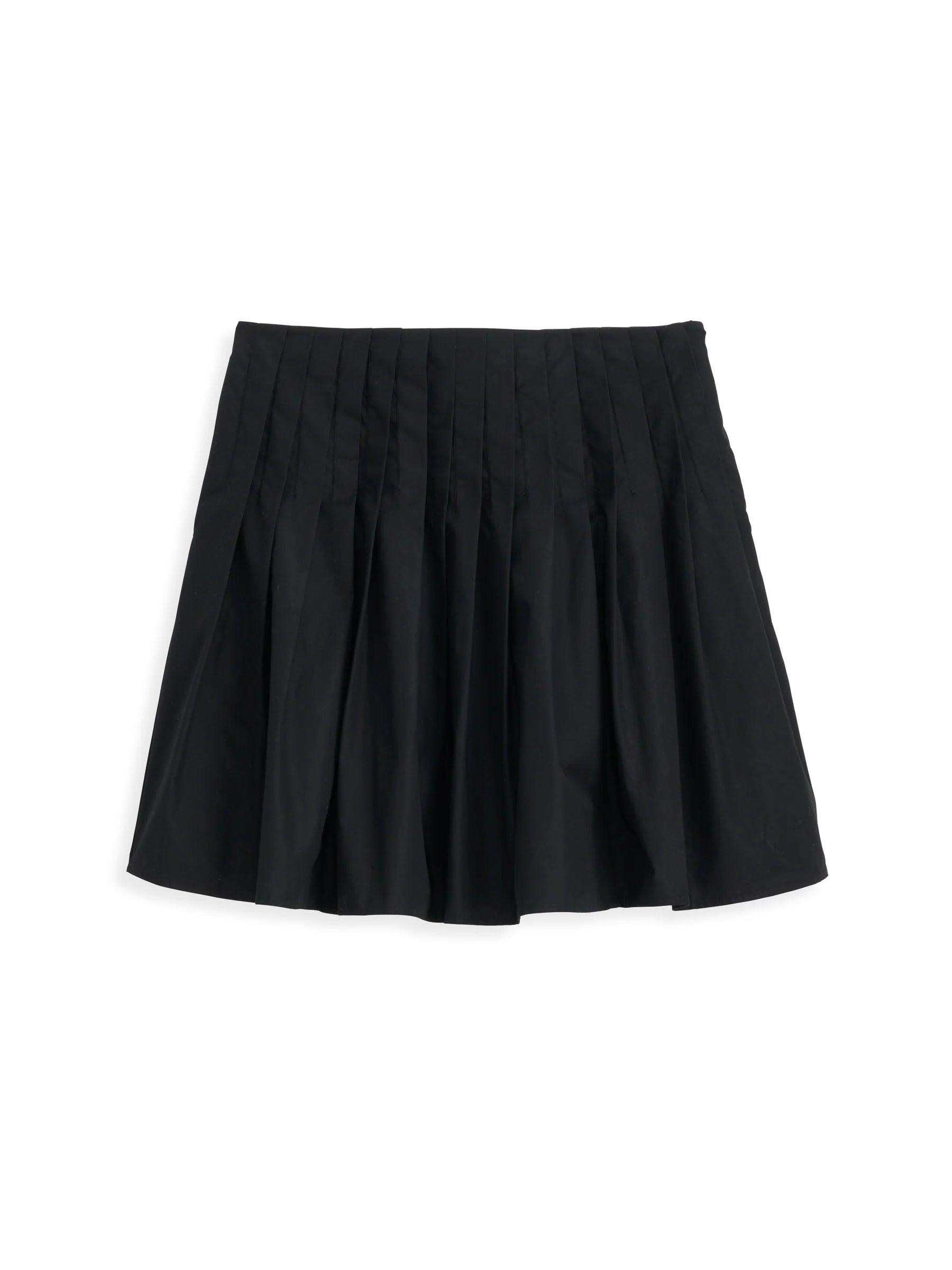 Alex Mill Penelope Stripe Pleated Skirt In Cotton Poplin - Rich Black