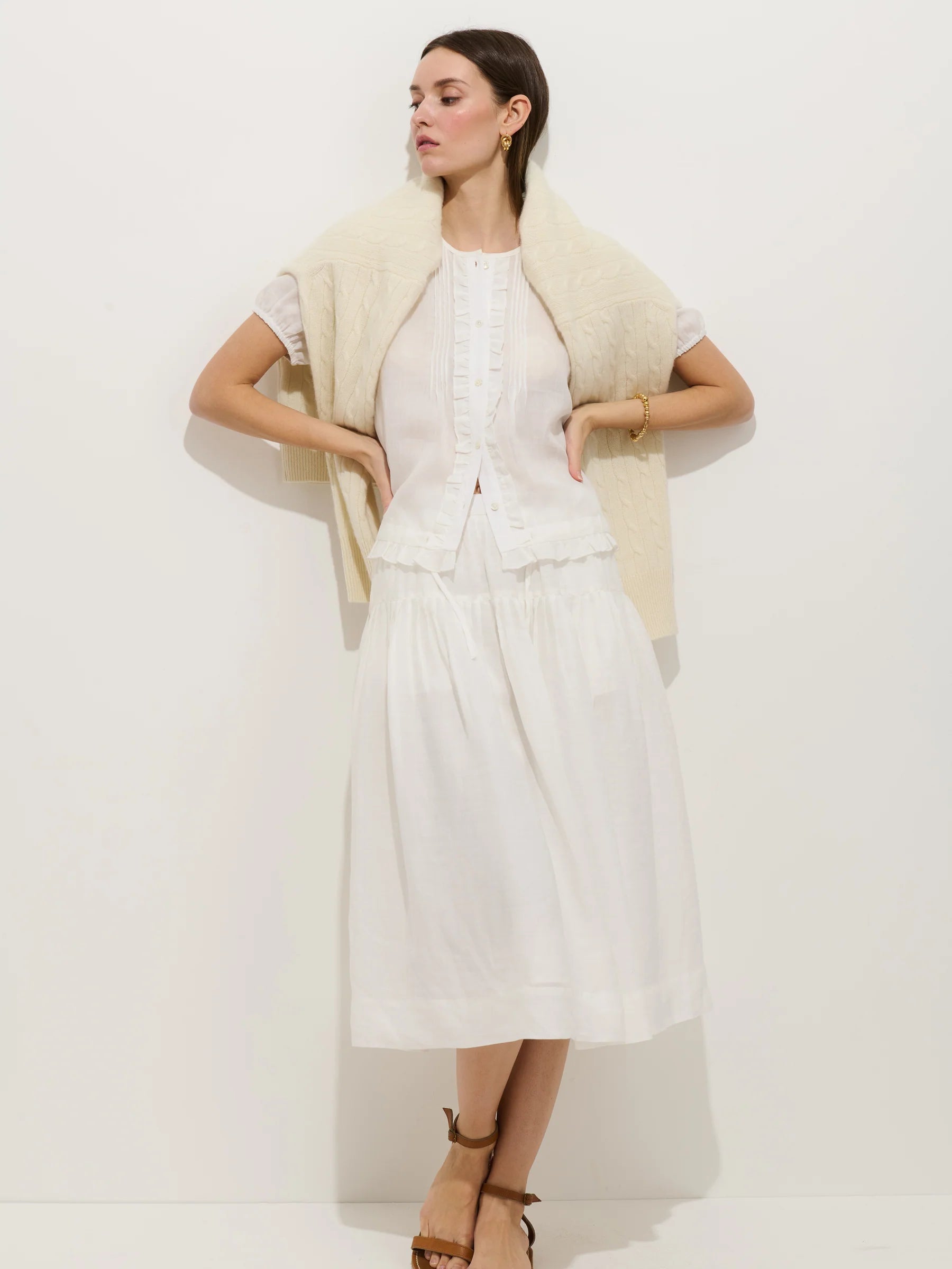 Alex Mill Brittany Skirt In Ramie - Off White