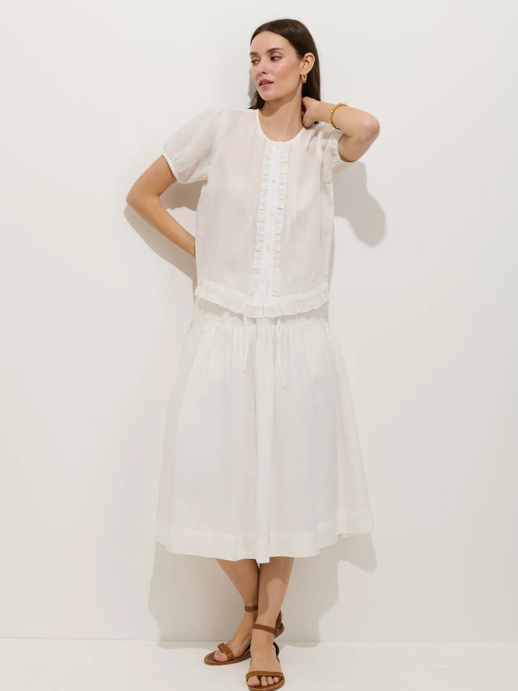 Alex Mill Brittany Skirt In Ramie - Off White