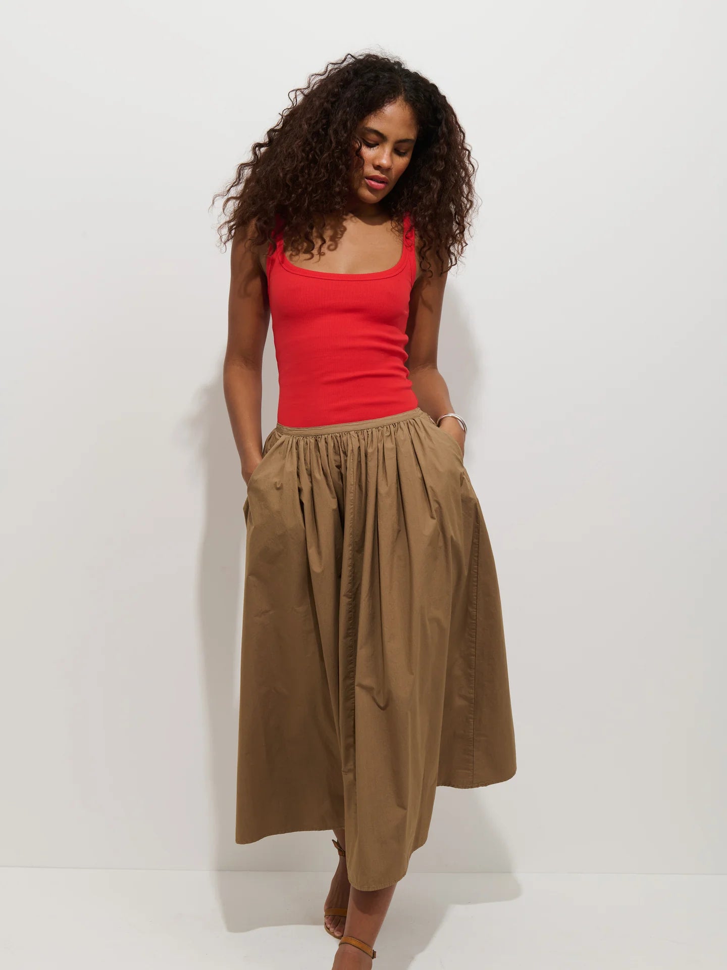 Alex Mill Sarah Skirt In Cotton - Field Khaki