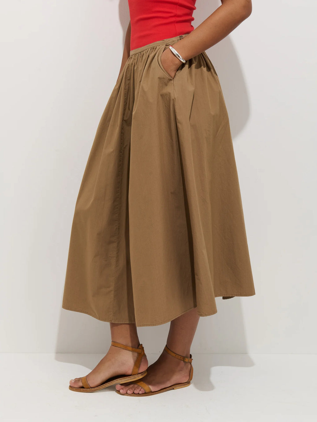 Alex Mill Sarah Skirt In Cotton - Field Khaki